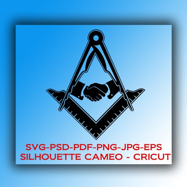 Digital File: masonic handshake with square and compasses * SVG,Cricut,eps,png,jpg,pdf,psd,Silhouette Cameo* Instant Download
