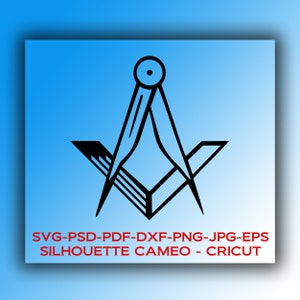 Digital files: Freemason Square and Compasses Masonic design Ver.8 * SVG,DFX,PSD,eps,jpg, Silhouette Cameo, Cricut * Instant Download