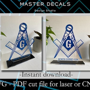 Digital files: Customizable Masonic plaque for laser and CNC * SVG, PDF* Instant Download