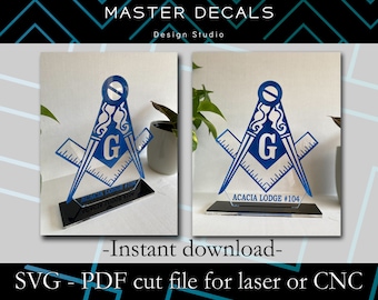 Digital files: Customizable Masonic plaque for laser and CNC * SVG, PDF* Instant Download