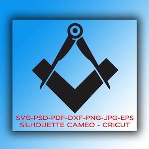 Digital files: Freemason simple Square and Compasses design (ver.7)-Cricut,Silhouette Cameo,SVG,DFX,PSD, jpg,eps,pdf,  *Instant Download*