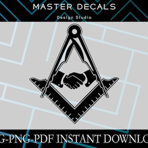 Digital File: masonic handshake with square and compasses * SVG,Cricut,eps,png,jpg,pdf,psd,Silhouette Cameo* Instant Download