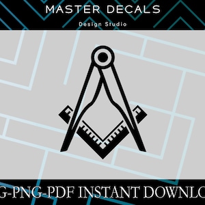 Digital files: Freemason Square and Compasses Masonic design * SVG,DFX,PSD,eps,jpg, Silhouette Cameo, Cricut * Instant Download