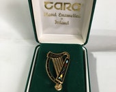 Tara Ware Hand enamelled Boxed Celtic Irish Harp Brooch