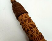 Vintage wooden sewing bobbin needle case Tyrolian Probably a souvenir Edelweiss