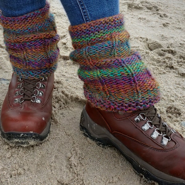 Easy Knit Ankle/Leg Warmers Ladies/Teenagers/Boot Toppers [ Pattern Only]Variegated Patterned Yarn/Wool PATTERN DIGITAL DOWNLOAD Chunky Knit