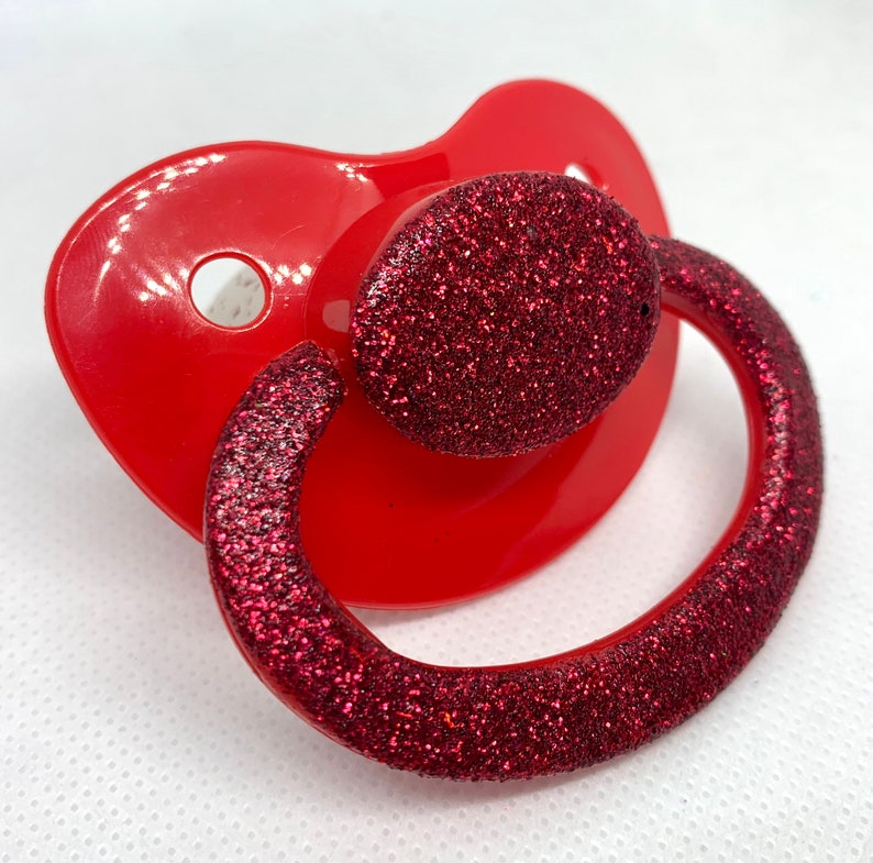 Red Glitter Adult Pacifier Adult Paci Custom Paci Abdl Etsy