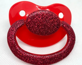 Red Glitter Adult Pacifier, adult paci, custom paci, abdl, adult baby, adult baby pacifier, little, ddlg, cgl, age regression, age play, ab