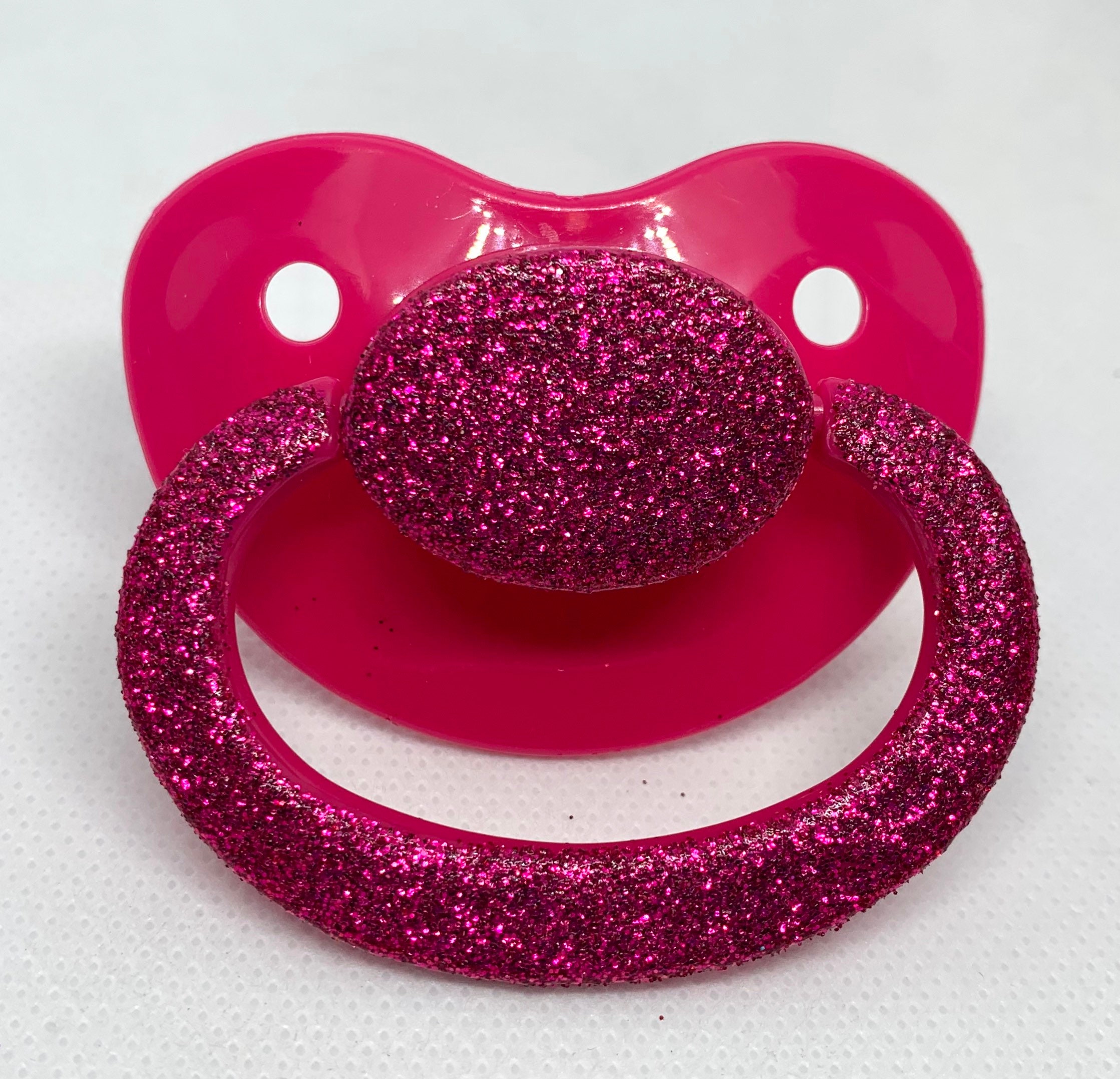 Pink glittered adult pacifier adult paci custom pacifier Etsy
