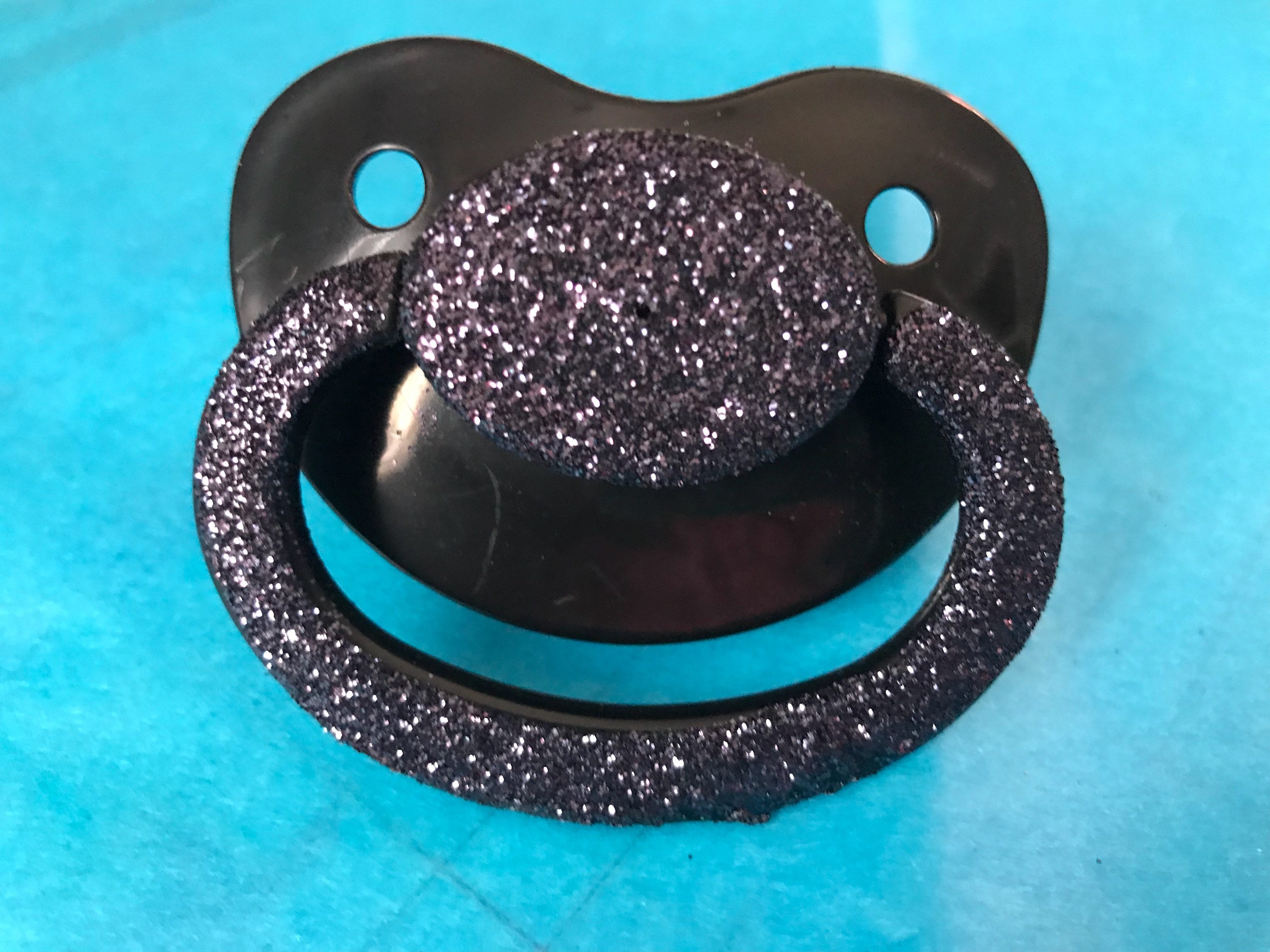 Black Glitter Paci Adult Paci Adult Pacifier Abdl Adult Etsy