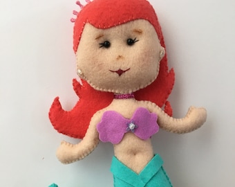 Mermaid Doll, Ariel doll, Little Mermaid, Mermaid felt doll, Felt doll, Under the sea Mermaid Doll, Mermaid
