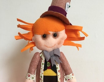 Mad Hatter, Mad Hatter Doll, The Hatter doll, Alice's adventures in Wonderland, Felt doll