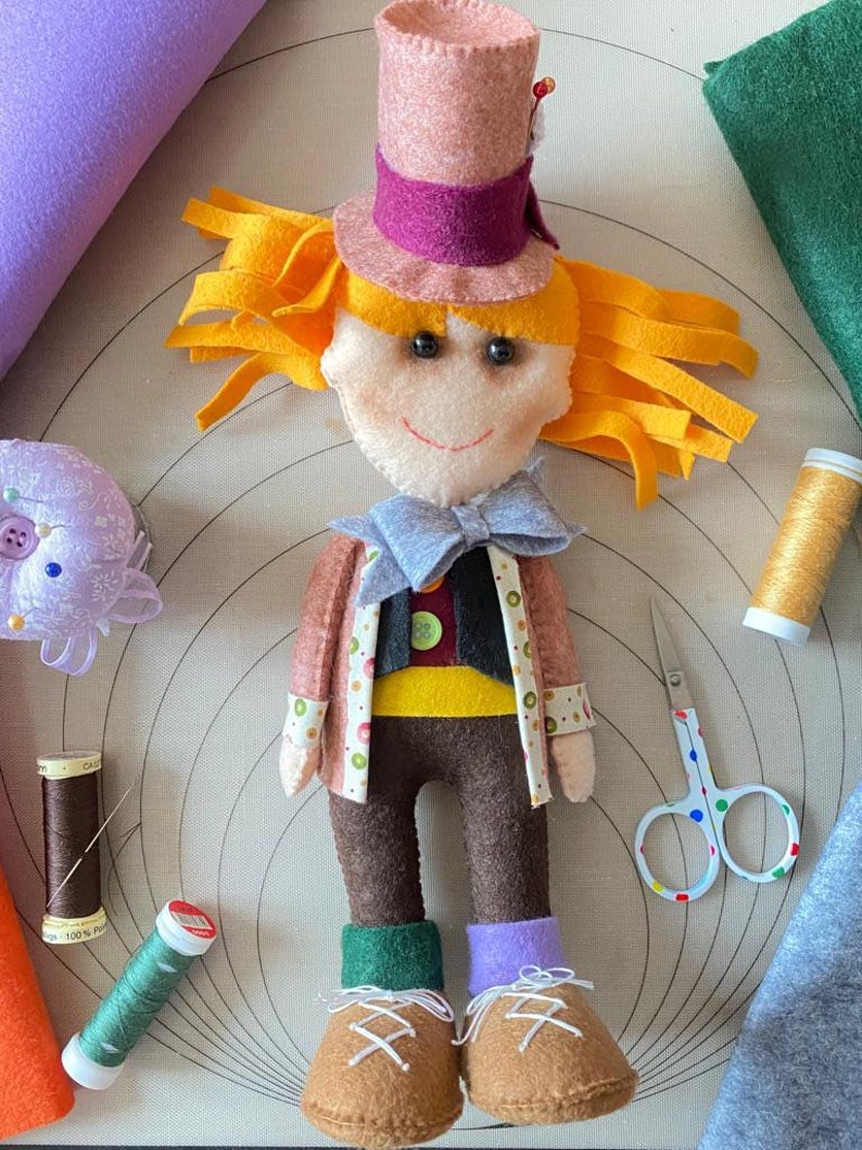 Mad Hatter, Mad Hatter Doll, The Hatter doll, Alice's adventures in Wonderland, Felt doll image 6