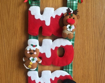 Christmas door hanger, HoHoHo decorarion, Christmas door decoration, Christmas ornament door decoration, Customizable Door hanger