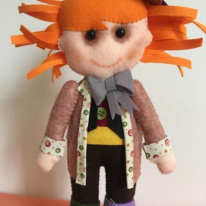 Mad Hatter, Mad Hatter Doll, The Hatter doll, Alice's adventures in Wonderland, Felt doll image 3