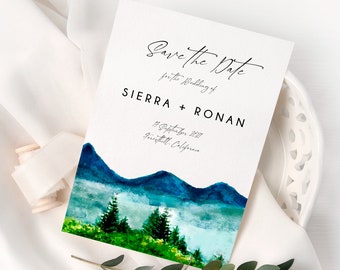 SIERRA | Mountain Save the Date; Forest Save the Date; Nature Dave the Date; Editable Template; Printable Save the Date