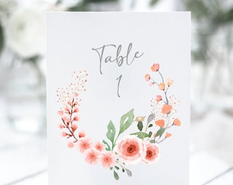 LAUREL | Floral Baby Shower Table Number; Floral Baby Shower Printable; Floral Table Number; Editable Template Template