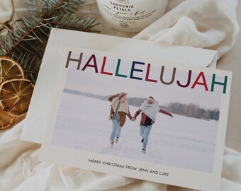 Photo Christmas Card | Colorful Christmas Card | Modern Christmas Card | Hallelujah Christmas Card | Template | Editable | Printable