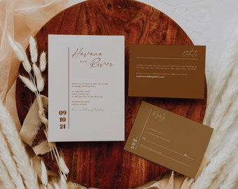 RUST | Terra Cotta Boho Wedding Invitation Set; Desert Wedding Invitation; Editable Template Printable Wedding Invitation Set