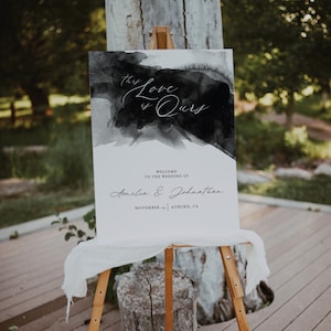 Moody Black Watercolor Welcome Sign; Moody Wedding Welcome Sign; Black Wedding Sign; Editable Template; Printable