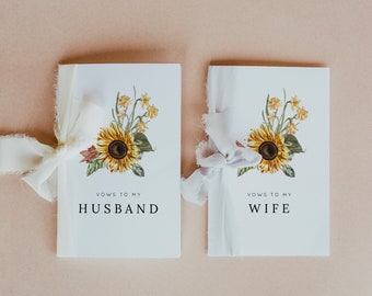 SUNFLOWER |  Sunflower Wedding Vow Book; Rustic Wedding Vow Cover; Boho Wedding Vows; Vows; Editable Template; Printable