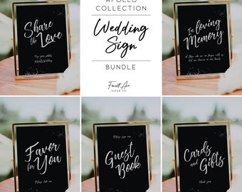 APOLLO | Black and White Wedding Sign Bundle; Printable Wedding Sign; Moody Wedding Sign; Editable Template; Printable