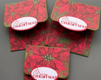 Poinsettia Christmas Gift Card Holder, Sets of 2 or 3