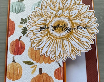 Handmade Thanksgiving Card Kit (4 cards) or single pre-made card, DIY, Greeting Card, Holiday
