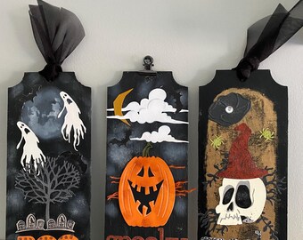 Whimsical Halloween Chipboard Decor - Spooky Ghosts, Pumpkin and Skull Designs