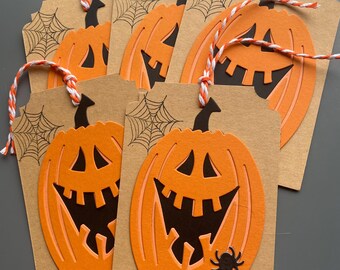 Handmade Pumpkin Halloween Gift Tags, Holiday Set of 5