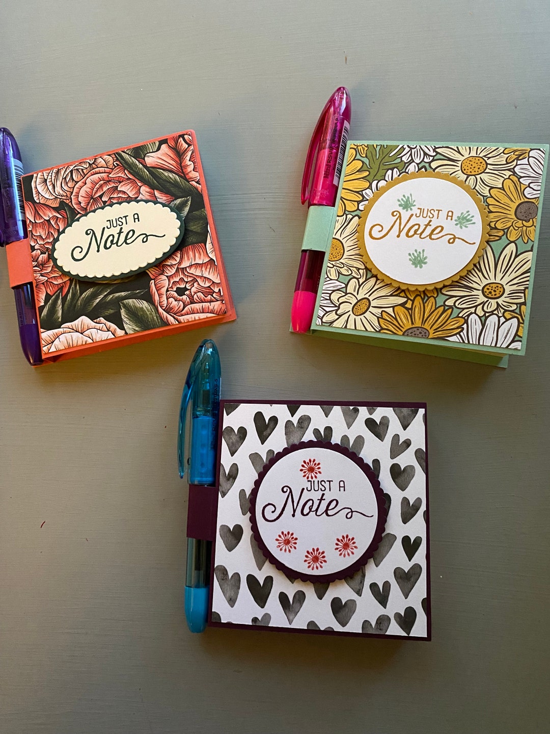 Sticky Note Holder With Pen Sticky Note Memo Pad Notepad Etsy