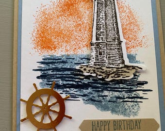 Card Kit (4 cards), DIY, Birthday, Card, Greeting Card, friend, Ocean, Lighthouse, Nautical