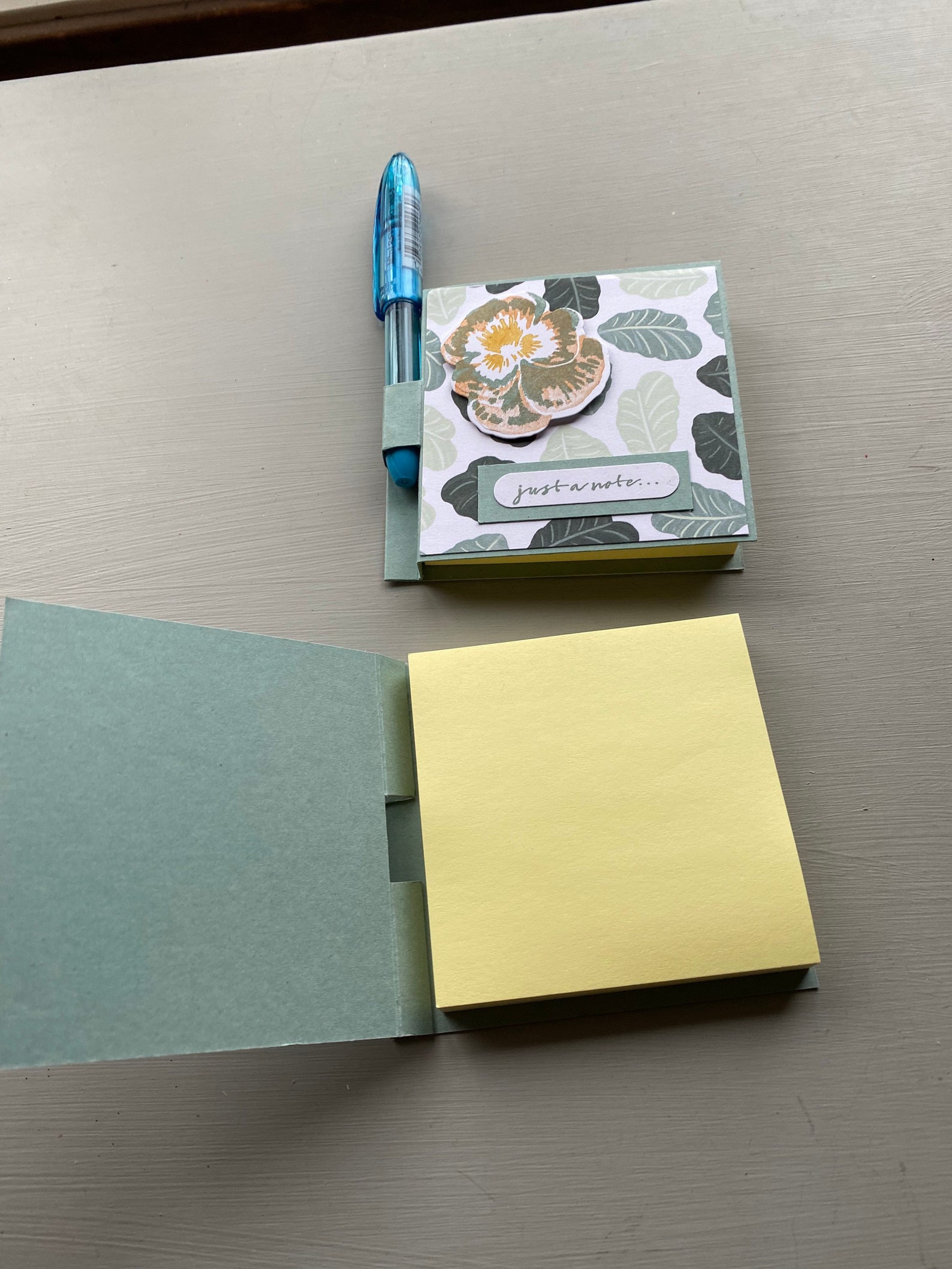 Sticky Note Holder With Pen Sticky Note Memo Pad Notepad Etsy