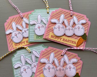 Easter Tags, Bunny, Handmade, Set of 5