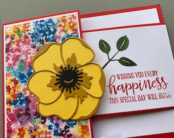 Card Kit (4 Cards), DIY, Handmade Poppy Birthday Card Kit