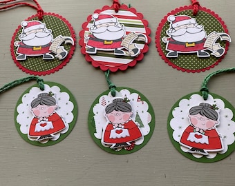 Christmas Gift Tags handmade, Santa Gift tags, Tags, Handmade, Holiday, Christmas, Santa Claus Gift Tags, Christmas Tags,