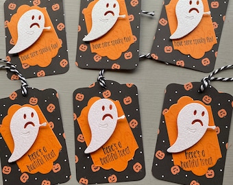 Halloween Tags, Ghost, Boo,  Gift Tags, Treat Tags, Ghost Gift Tags, Happy Halloween, Handmade, Party tags, School treat tags