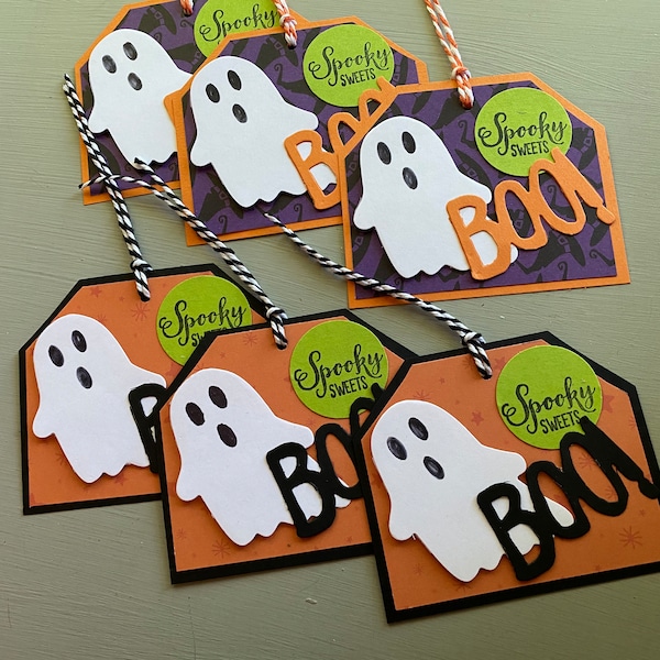 Halloween Tags, Ghost, Boo,  Gift Tags, Treat Tags, Ghost Gift Tags, Happy Halloween, Handmade, Party tags, School treat tags