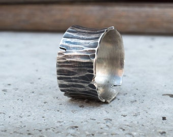 Mens silver ring-Mens ring - Sterling silver ring - Wide band ring men