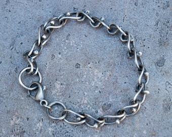 Sterling silver bracelet, Chain bracelet, Handmade chain, Oxidized chain, Oxidized chain bracelet, Raw sterling bracelet, Modern chain