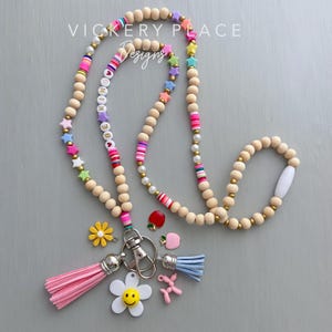 Beaded Lanyard, teacher lanyard, Rainbow star Personalized breakaway lanyard, ID Badge Holder, student ID holder, unique Gift Under 35,