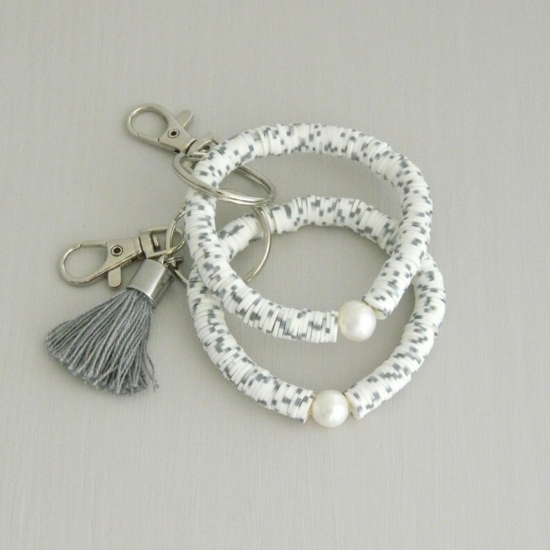 Keychain Bracelet silicone beaded Personalized Key Wristlet Etsy