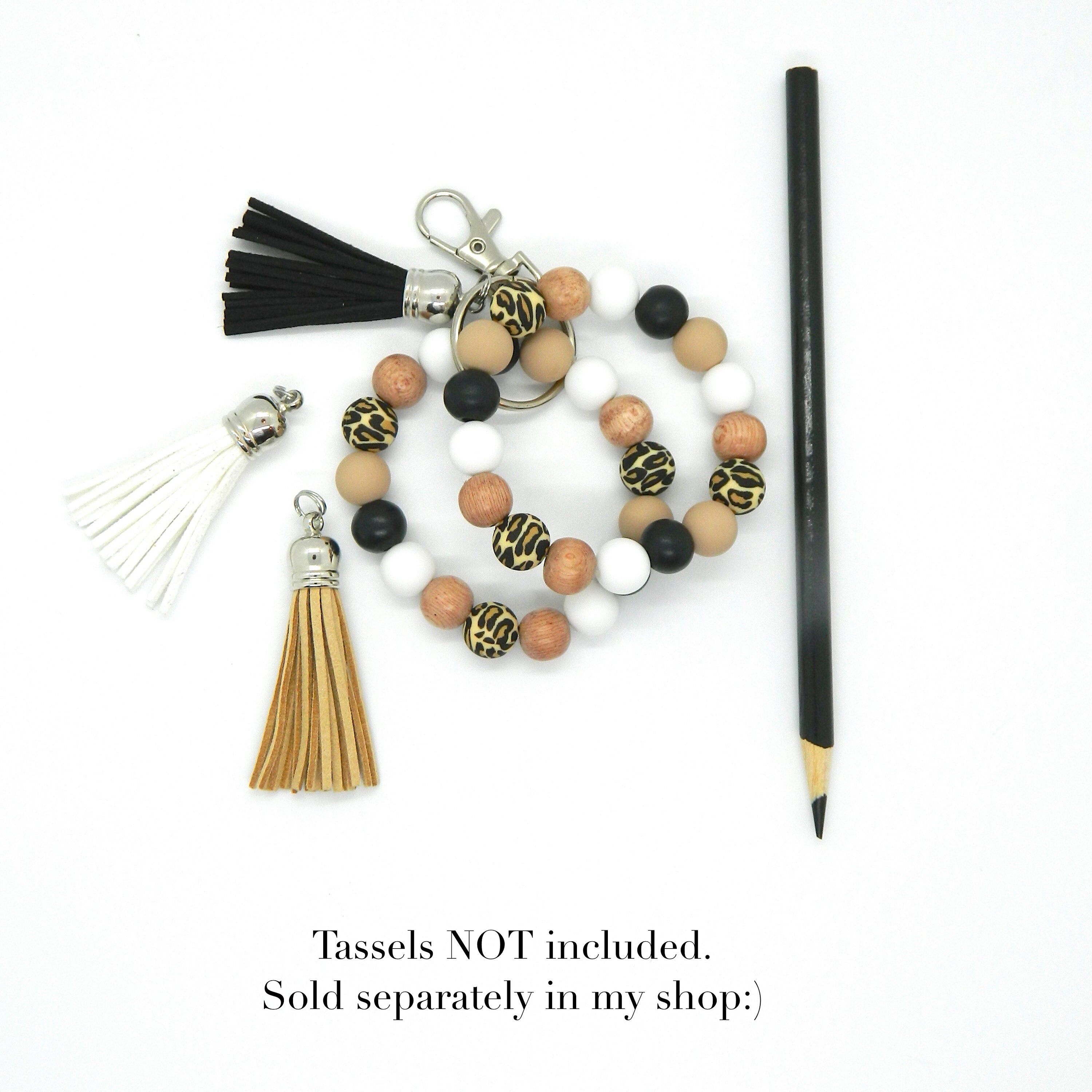 Keychain Bracelet leopard cheetah silicone beaded Key Ring Etsy