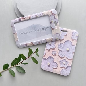 ID badge holder, floral badge holder, school ID protector, office ID holder, pretty badge holder, add on for lanyard