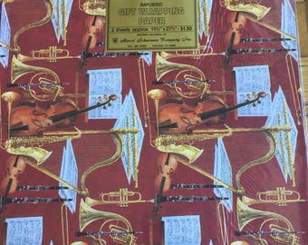 Instruments with Sheet Music Vintage Wrapping Paper Imported by Marcel Schurman