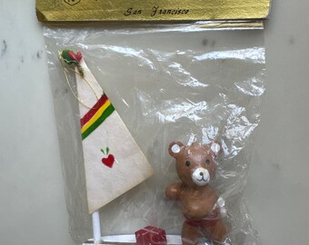 Bear on Sailboat - Vintage Wooden Miniature Christmas Ornament (Marcel Schurman)