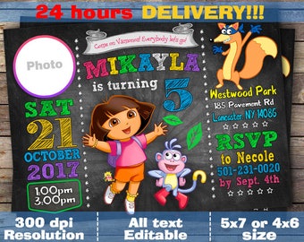 Dora the Explorer Invitation, Dora the Explorer Birthday, Dora the Explorer Invites, Dora the Explorer Party, Printable, Custom, Evite, Card