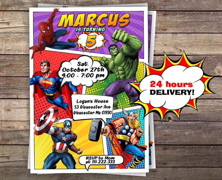 Superhero Invitation Superhero Avenger Birthday Invitation Etsy
