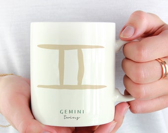 Gemini Coffee Mug | Gemini Symbol Mug | Gemini Drinkware | Gemini Zodiac Sign Gift | Zodiac Gift | Celestial Mug