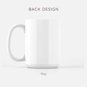 May include: White ceramic mug with a large handle. The mug is 15 ounces.